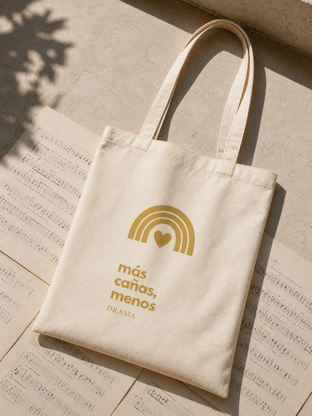 Tote Bag: "More beers, less drama" in gold