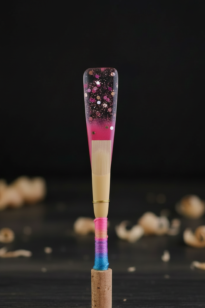 Caña glitter rosa - raspado corto