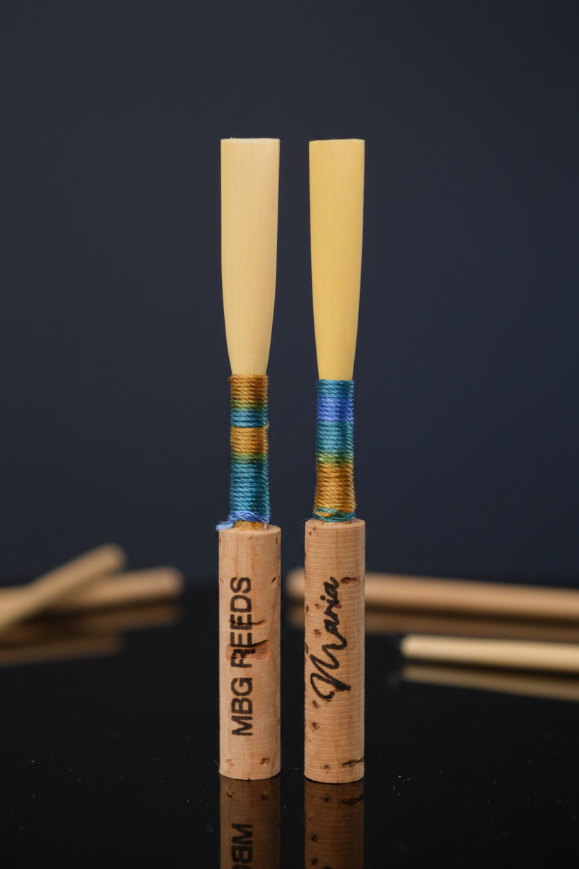 Cañas terminadas MBG Reeds - fondo navy con contexto